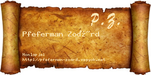 Pfeferman Zoárd névjegykártya